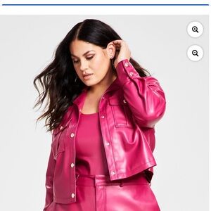 Vibrant Pink/Sangria Women's Pleather Jacket & Bodysuit